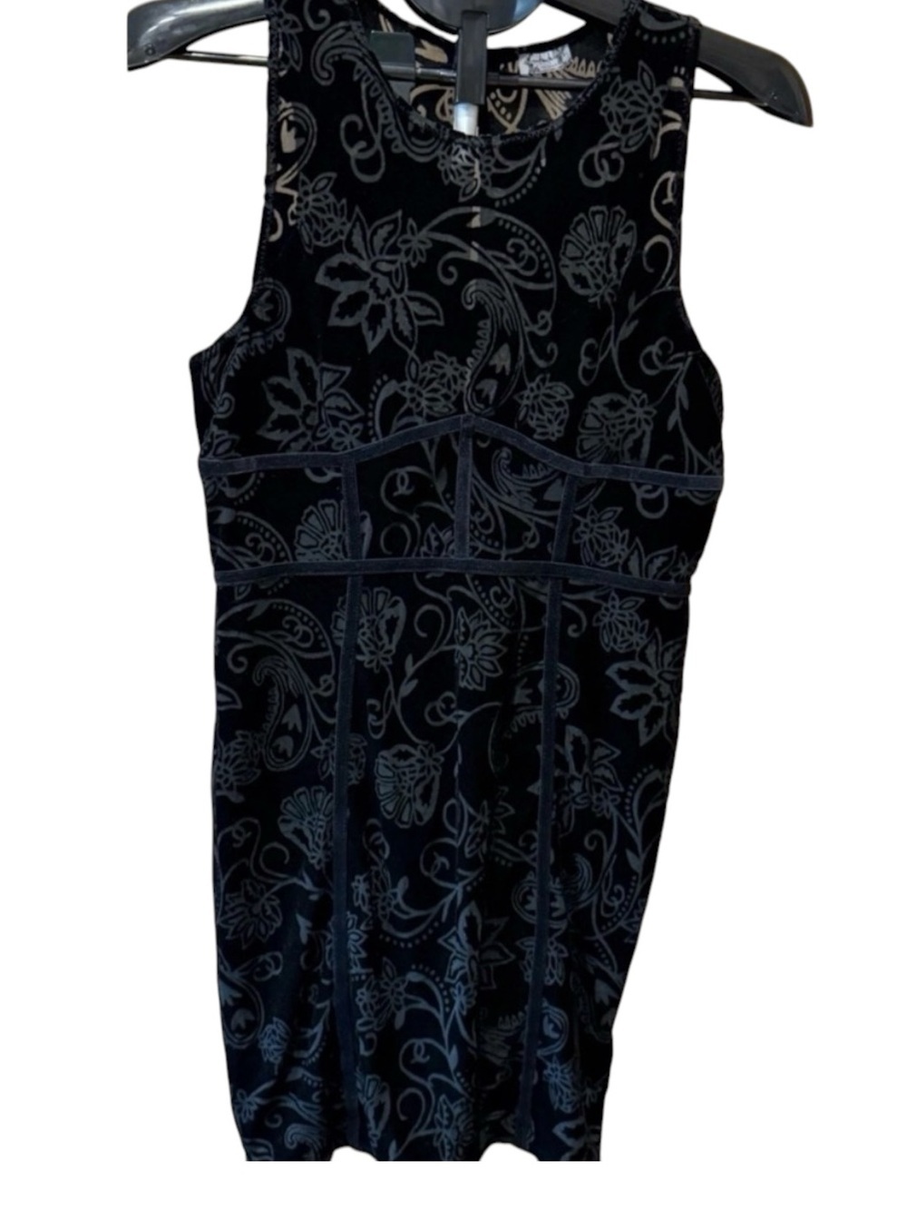 Free People Velvet Burnout Floral Bodycon Mini Dress Black NWT Large - Picture 2 of 6